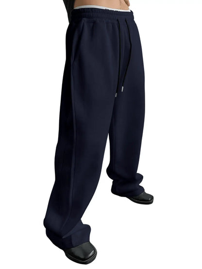 2025 men's wide leg sweatpants, European and American men's and women's sweatpants, waist drawstring straight leg loose casual s