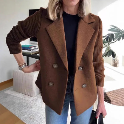 2025 Loungewear Jacket Women Spring Autumn Turn-Down Collar Simple Solid Patchwork Outerwear Long Sleeve Elegant Coat Streetwear