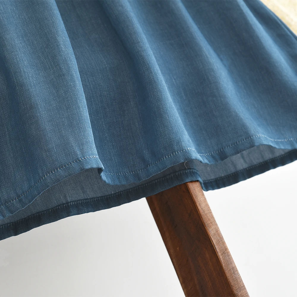 Bear Leader Korean Version Long Sleeve Blue Girls dresses on clearance sale Autumn Imitation Denim Flower Embroidery Dress