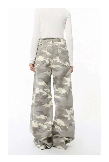 IEFB High Street Men's Denim Pants Camouflage Casaul Straight Bottom Simple Wide Leg Loose Trousers Spring Stylish 2026 9C354