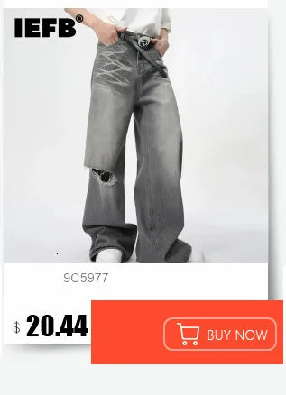 IEFB High Street Men's Denim Pants Camouflage Casaul Straight Bottom Simple Wide Leg Loose Trousers Spring Stylish 2026 9C354