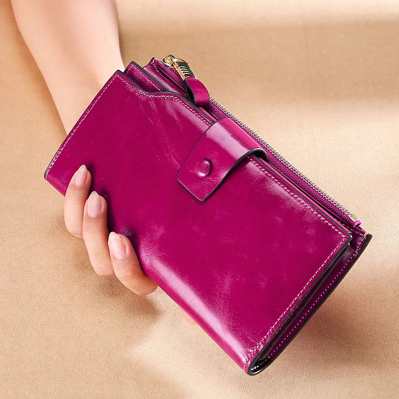 MAHEU Leather Long Wallet for women Genuine leather clutch purse real cowskin purse wallet for dress party long purse for laies