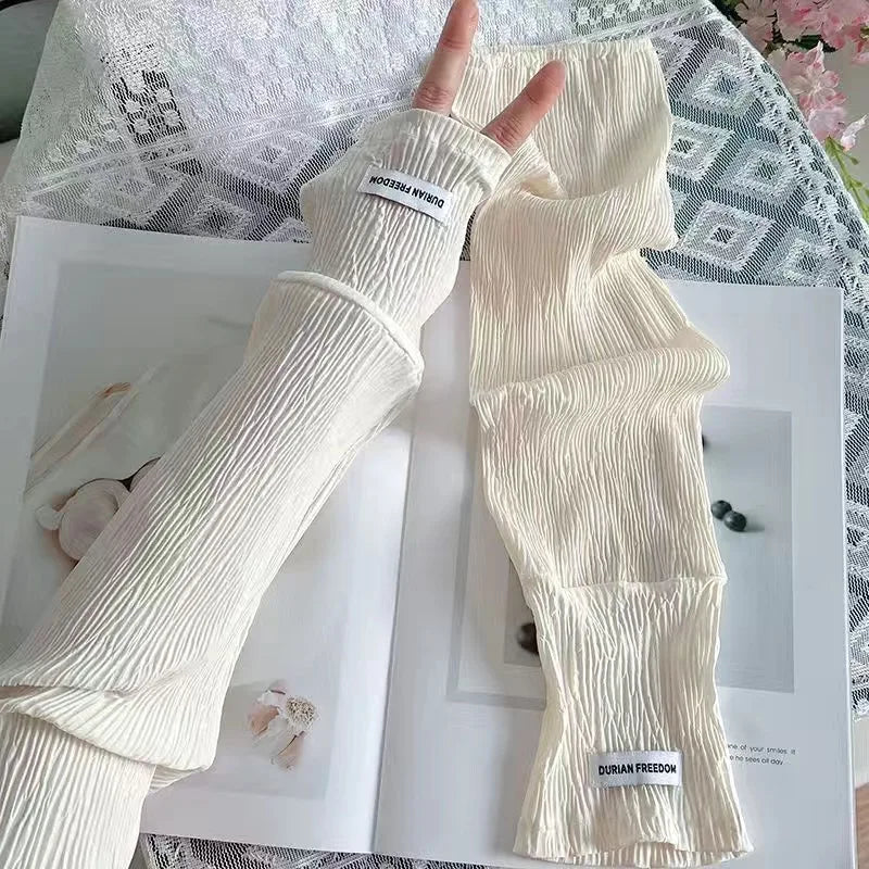 Ice silk sunscreen sleeves, solid color, simple Korean version, driving, cycling, sun shading, UV protection, summer