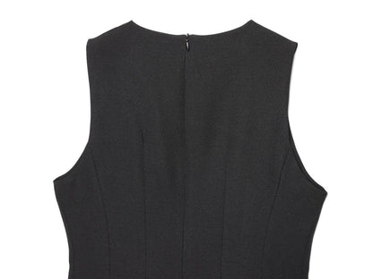 ETJ2025 summer new  women's ZW series elegant simple classic puffy round neck sleeveless waist short dress