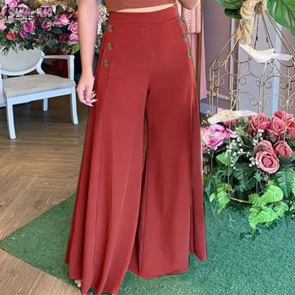 2025 Autumn Casual Suit Pants ZANZEA Elegant OL Women Wide Leg Pant Capris Solid Trouser Oversized High Waist Pantalon Palazzo