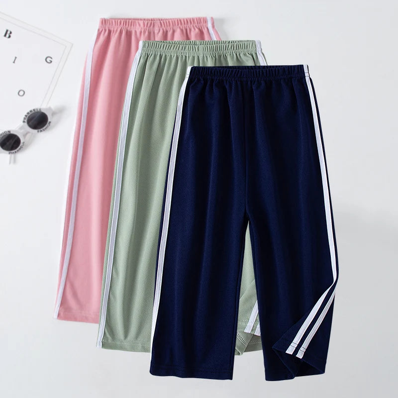 Children's Summer And Autumn Basic Versatile Solid Color Wide Leg Pants For Girls Casual Straight Leg Pants For Boys Sports Pant