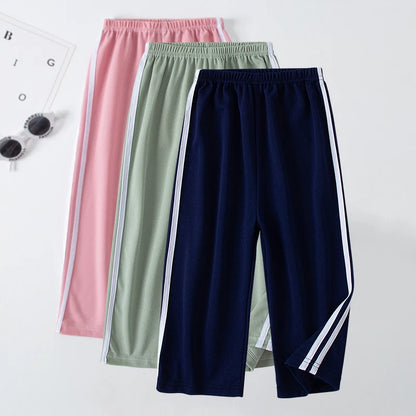 Children's Summer And Autumn Basic Versatile Solid Color Wide Leg Pants For Girls Casual Straight Leg Pants For Boys Sports Pant