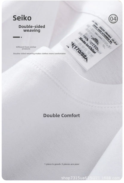 Summer Cotton Heavy Duty 300grams American Pure Cotton Short Sleeves T-shirt Men Casual Base Top Oversized T Shirt