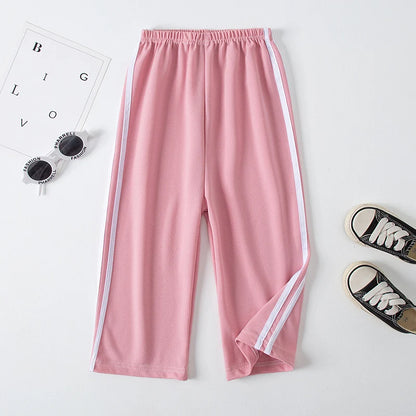 Children's Summer And Autumn Basic Versatile Solid Color Wide Leg Pants For Girls Casual Straight Leg Pants For Boys Sports Pant
