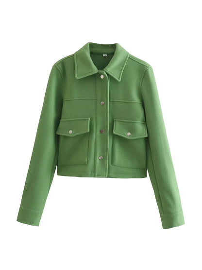 Jackets For Womens Autumn Fashion Solid Front Pockets Button Long Sleeve Jacket Elegant Woman Casual Outerwear Coat