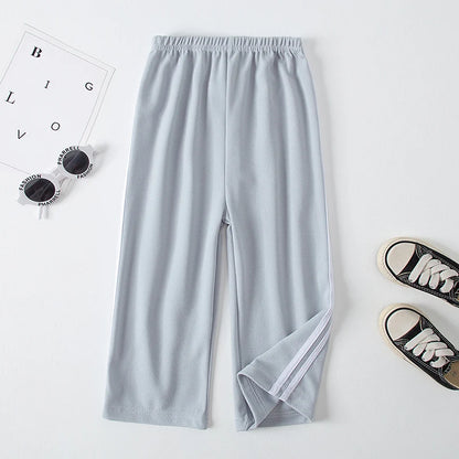 Children's Summer And Autumn Basic Versatile Solid Color Wide Leg Pants For Girls Casual Straight Leg Pants For Boys Sports Pant