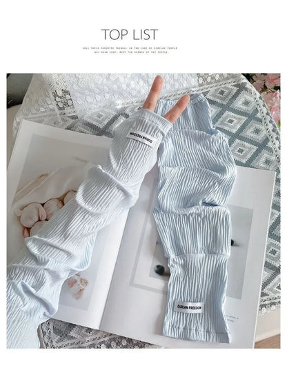 Ice silk sunscreen sleeves, solid color, simple Korean version, driving, cycling, sun shading, UV protection, summer