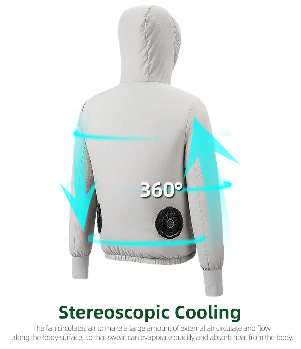Summer Sunscreen Hooded Fan Clothes Cooling Vest Men Air Conditioning Clothes Women Fan Jacket Cycling Cooling Clothes To Hiking