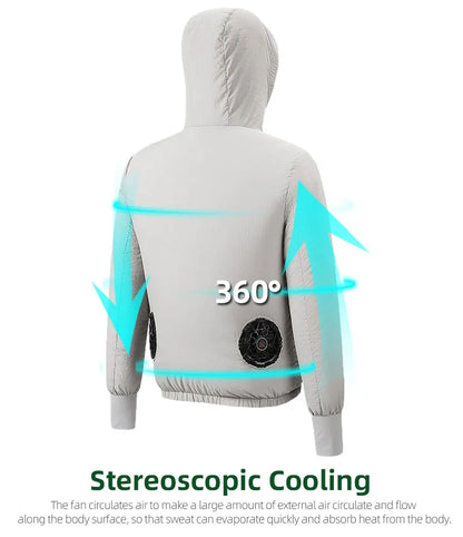 Summer Sunscreen Hooded Fan Clothes Cooling Vest Men Air Conditioning Clothes Women Fan Jacket Cycling Cooling Clothes To Hiking