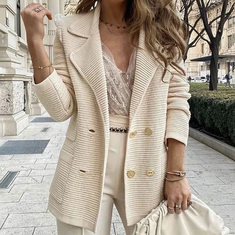 2025 Loungewear Jacket Women Spring Autumn Turn-Down Collar Simple Solid Patchwork Outerwear Long Sleeve Elegant Coat Streetwear