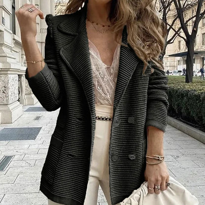 2025 Loungewear Jacket Women Spring Autumn Turn-Down Collar Simple Solid Patchwork Outerwear Long Sleeve Elegant Coat Streetwear