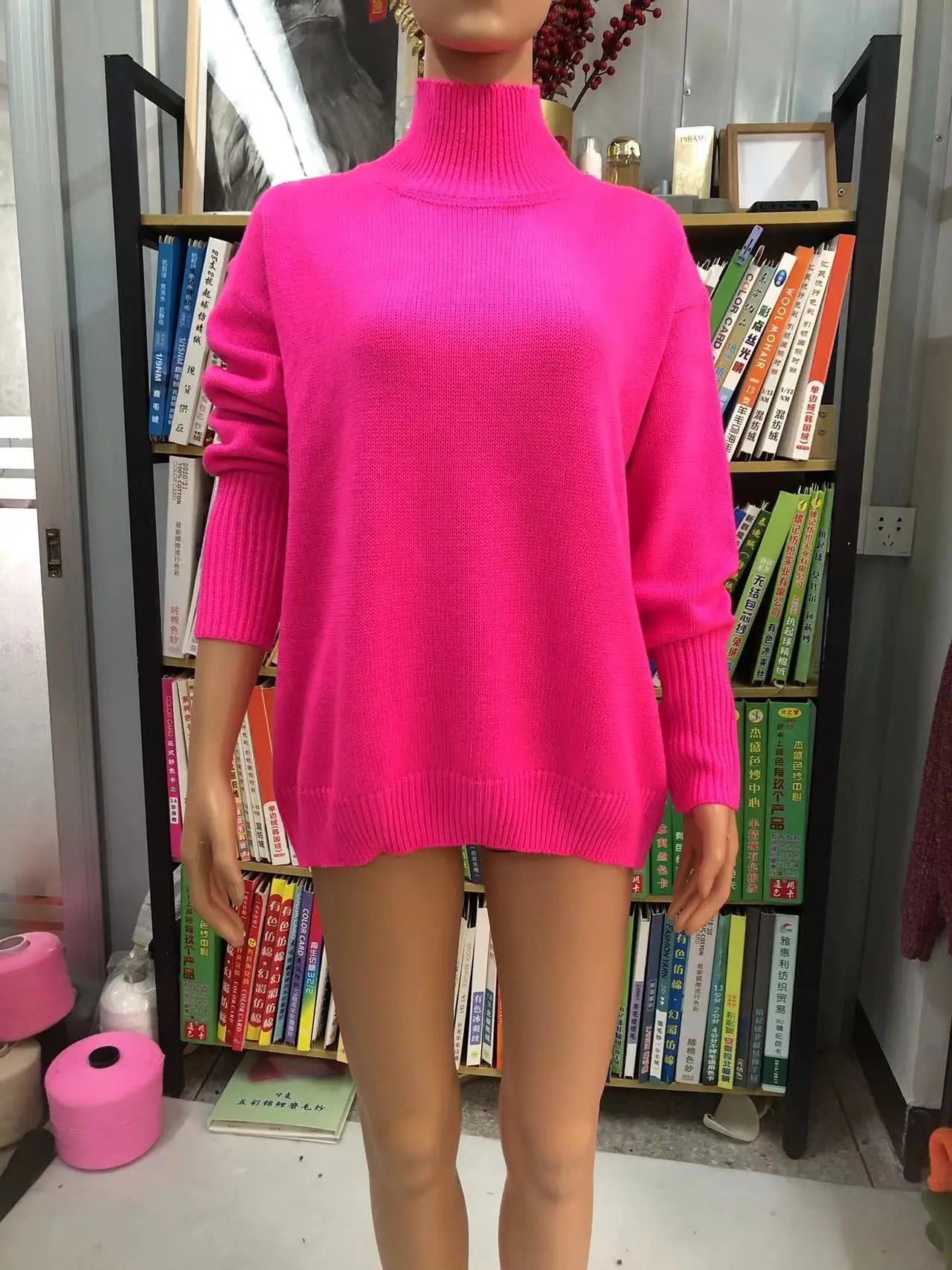 Original Light Luxury O-neck Knit Sweater Autumn And Winter Women's Elegant Loose Mock Neck Solid Color Warm Outerwear Sweater