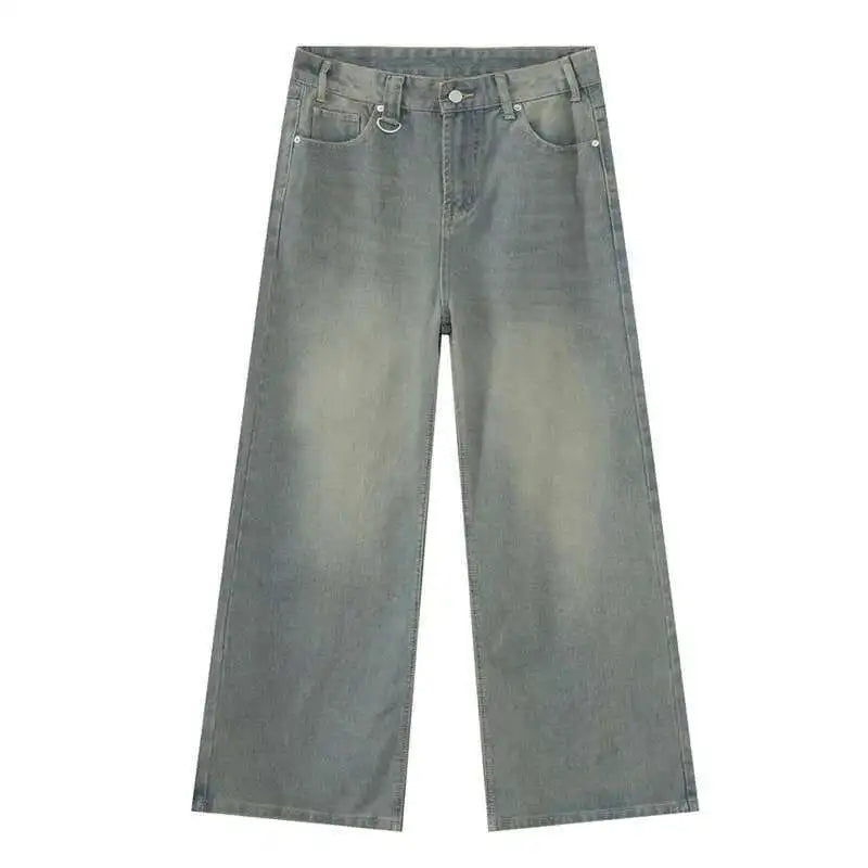 IEFB High Street Men's Denim Pants Camouflage Casaul Straight Bottom Simple Wide Leg Loose Trousers Spring Stylish 2026 9C354