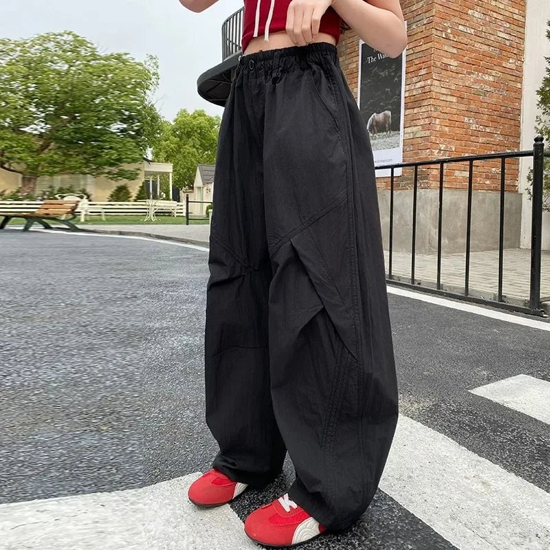 RAISE Summer Children Girls Trousers 3-14Yrs Kids Girls Suspenders Long Pants Thin Casual Versatile Juniot Girls Overalls Pants