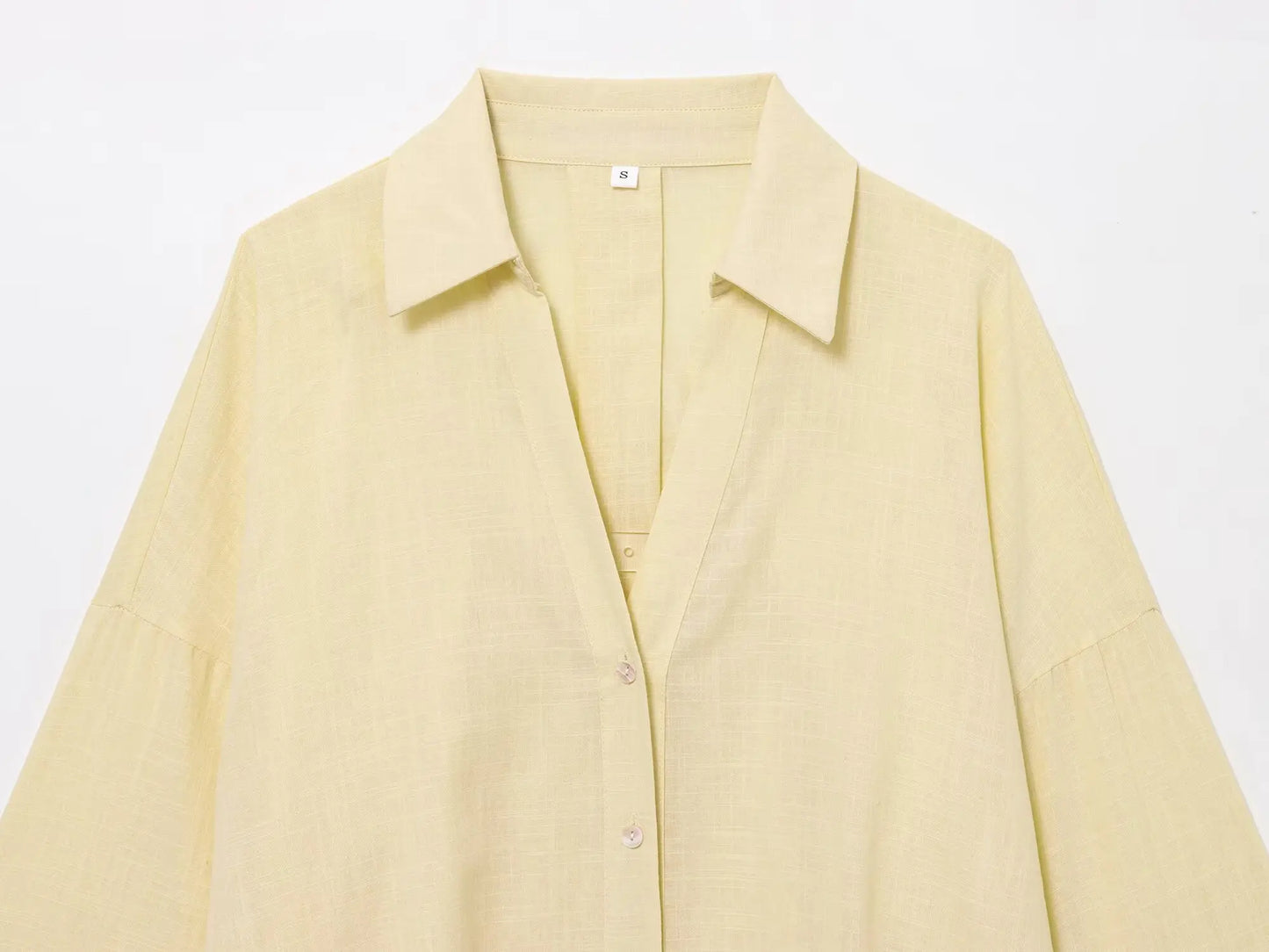 HH 2025 Casual Women Soild Linen Loose Shirt Summer Female Lapel Collar Long Sleeve Oversized Office Wear Lady Blouse