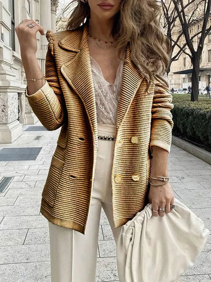 2025 Loungewear Jacket Women Spring Autumn Turn-Down Collar Simple Solid Patchwork Outerwear Long Sleeve Elegant Coat Streetwear