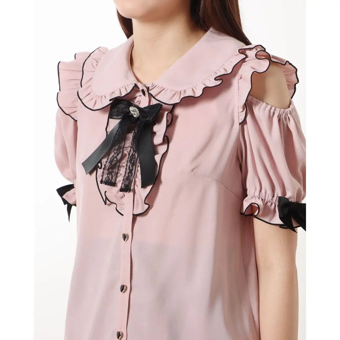 Sweet Lolita Fashion All Match Blouses Women Japanese Summer Y2k Aesthetic Ruffled Bow Shirts Girly Kawaii Patchwork Tops Blusas