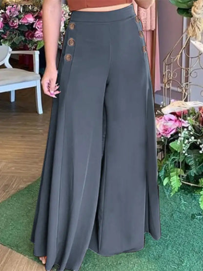 2025 Autumn Casual Suit Pants ZANZEA Elegant OL Women Wide Leg Pant Capris Solid Trouser Oversized High Waist Pantalon Palazzo