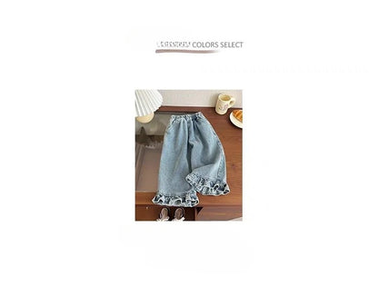 Girls' jeans, spring and autumn styles, children's casual loose wide leg pants, baby autumn clothes, versatile pants