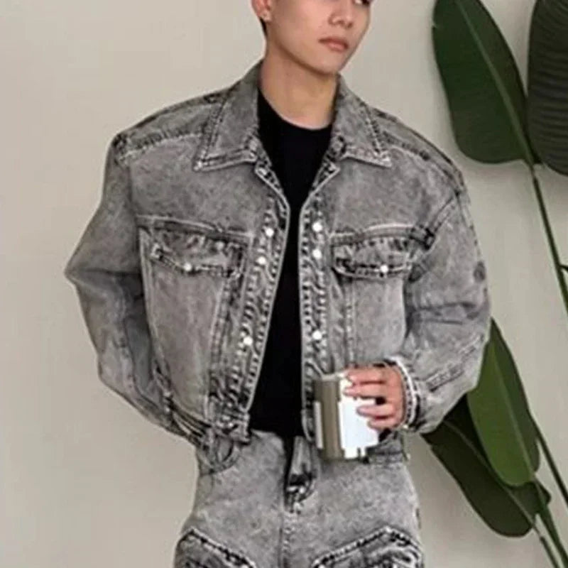 American High-end Jeans Men Women Korean Streetwear Loose 2025 New Spring Autumn Wide-leg Pants Aesthetic Preppy Chic Denim Coat