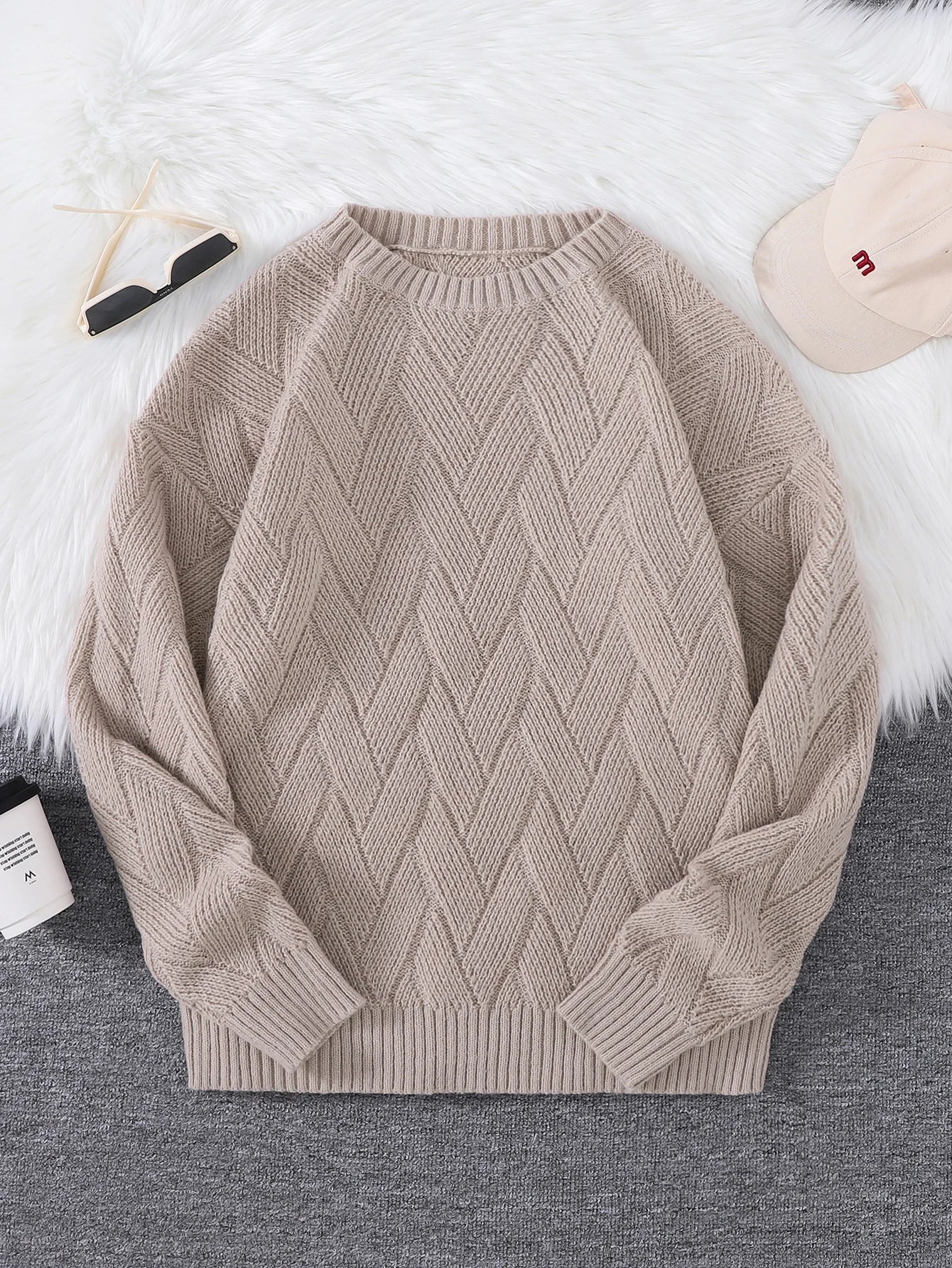 New Japanese-Style Round-Neck Couple's Sweater, Plain Knit, Casual Versatile Trendy Men's Long-Sleeve Sweater Top