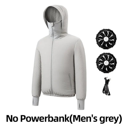 Summer Sunscreen Hooded Fan Clothes Cooling Vest Men Air Conditioning Clothes Women Fan Jacket Cycling Cooling Clothes To Hiking