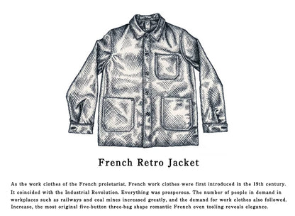 Indigo Cargo Jacket Men Vintage Heavy Weight Cotton Blue Dyed Workwear Tooling Jacket French Retro Multi-pocket Cardigan Coat