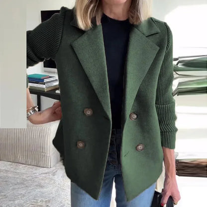 2025 Loungewear Jacket Women Spring Autumn Turn-Down Collar Simple Solid Patchwork Outerwear Long Sleeve Elegant Coat Streetwear