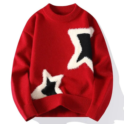 Men Streetwear O-neck Knitted Pullovers Outwear Casual Sweaters New Fashion Man Loose Sweaters Male Pullovers Winter Clothing 4X