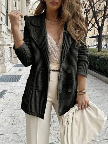 2025 Loungewear Jacket Women Spring Autumn Turn-Down Collar Simple Solid Patchwork Outerwear Long Sleeve Elegant Coat Streetwear