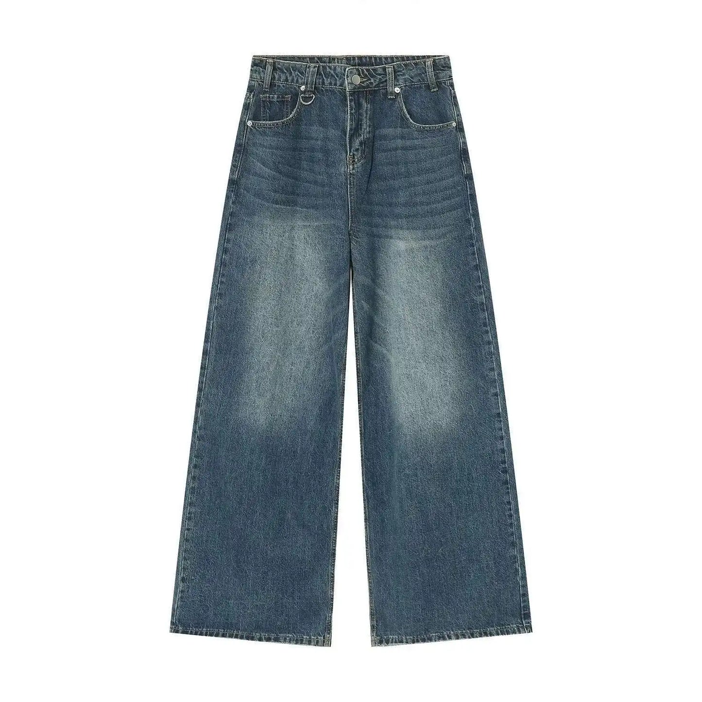 IEFB Vintage Camouflage Men's Jeans Fashion Washed Casual Wide Leg Denim Pants Autumn Winter Loose Male Trousers Old Blue 9C354