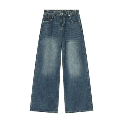 IEFB Vintage Camouflage Men's Jeans Fashion Washed Casual Wide Leg Denim Pants Autumn Winter Loose Male Trousers Old Blue 9C354
