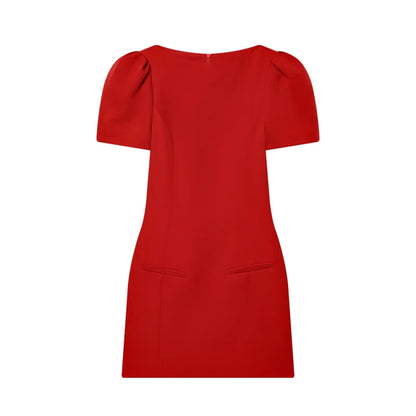 ETJ 2025 women's new products are elegant and stylish Short dress with a boat neck and short sleeves with pleats  black dress