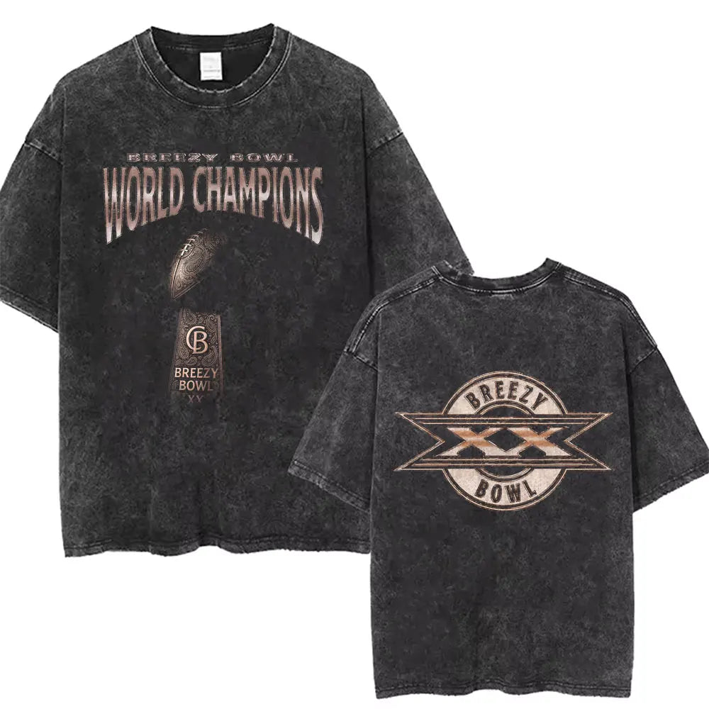 Vintage Washed Chris Brown Graphic T-shirt Breezy Bowl XX Tour 2025 Merch T Shirts Men Women Hip Hop Fashion Oversized T-shirts