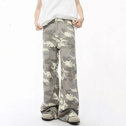 IEFB High Street Men's Denim Pants Camouflage Casaul Straight Bottom Simple Wide Leg Loose Trousers Spring Stylish 2026 9C354