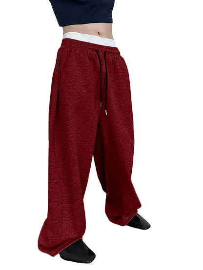 2025 men's wide leg sweatpants, European and American men's and women's sweatpants, waist drawstring straight leg loose casual s