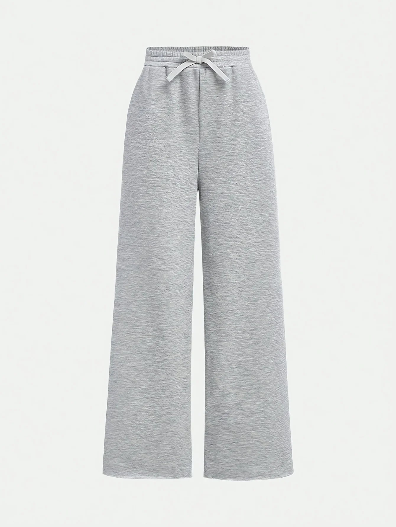 【2-piece set】 Fashionable and versatile girls' black and grey combination knitted fabric loose casual wide-leg pants