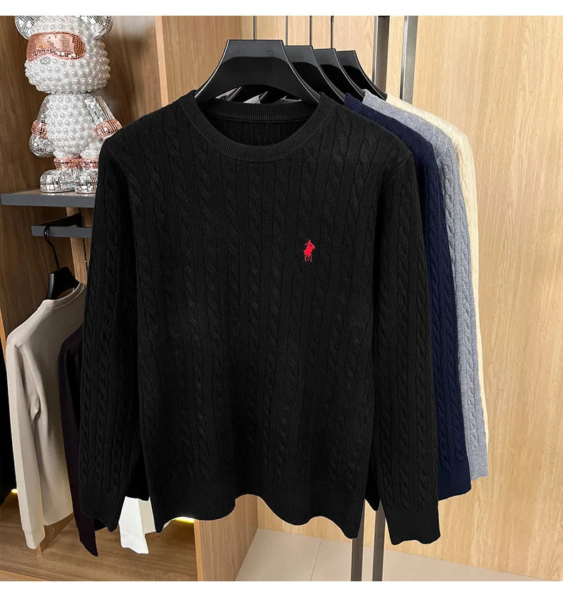Luxury pony embroidery designer brand sweater men's new fashion unique jacquard comfort Paul casual knitted round neck pullover