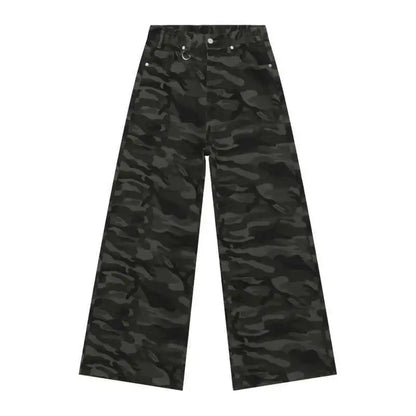 IEFB Vintage Camouflage Men's Jeans Fashion Washed Casual Wide Leg Denim Pants Autumn Winter Loose Male Trousers Old Blue 9C354