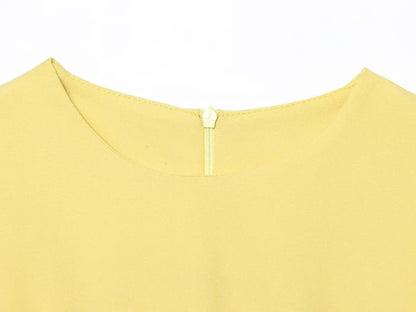 ETJ2025 summer new  women's ZW series elegant simple classic puffy round neck sleeveless waist short dress