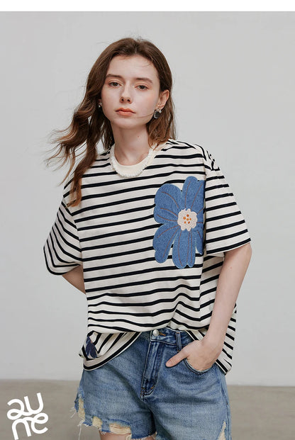 TOYOUTH Women Short Sleeve T shirt 2025 Spring New Tops 8521034