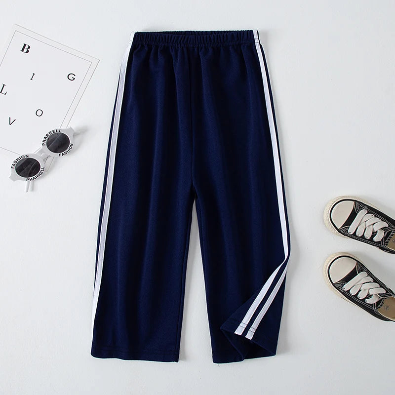 Children's Summer And Autumn Basic Versatile Solid Color Wide Leg Pants For Girls Casual Straight Leg Pants For Boys Sports Pant