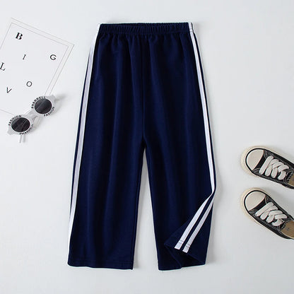 Children's Summer And Autumn Basic Versatile Solid Color Wide Leg Pants For Girls Casual Straight Leg Pants For Boys Sports Pant