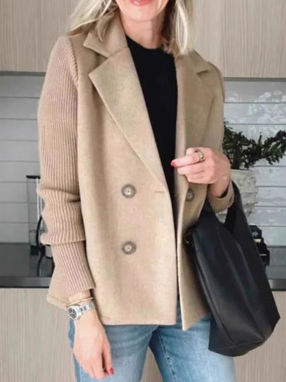 2025 Loungewear Jacket Women Spring Autumn Turn-Down Collar Simple Solid Patchwork Outerwear Long Sleeve Elegant Coat Streetwear