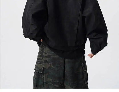 WTHT Fashion Men‘s Plush Spliced Thicken Design Loose Coats Trendy 2025 Autumn Solid Color Laple Casual Jackets Male 2A2218
